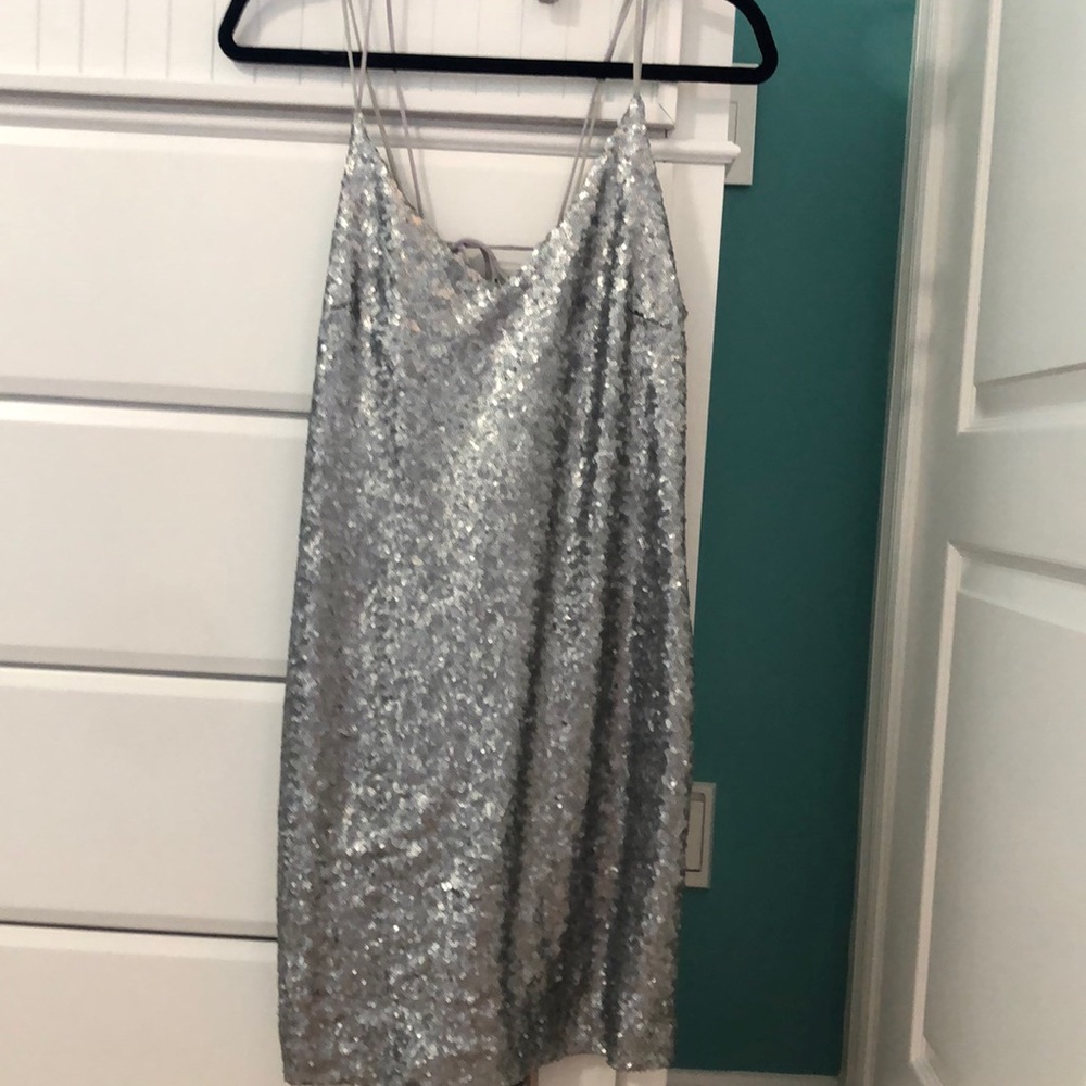 silver sequin mini dress